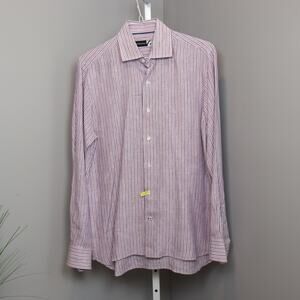 Saks Fifth Avenue Striped Button Down Shirt Long Sleeve Size Medium